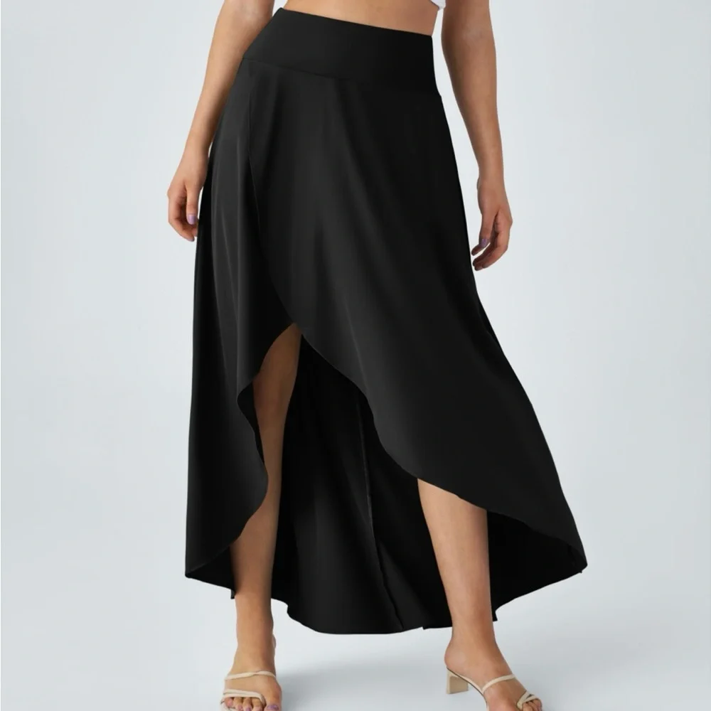 Halara Breezeful High Waisted Low Ruffle Maxi Skirt Size L